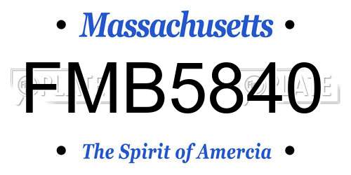 FMB5840 Massachusetts License Plate