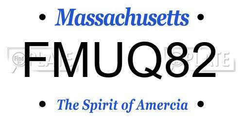 FMUQ82 Massachusetts License Plate