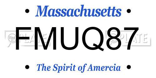FMUQ87 Massachusetts License Plate