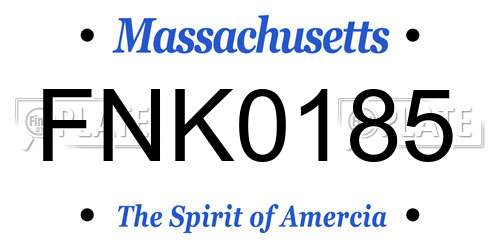 FNK0185 Massachusetts License Plate