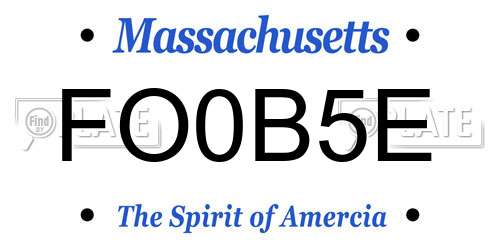 FO0B5E Massachusetts License Plate