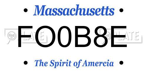 FO0B8E Massachusetts License Plate