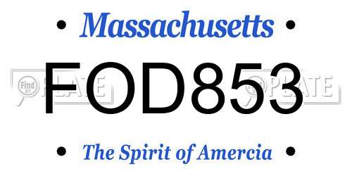 FOD853 Massachusetts License Plate