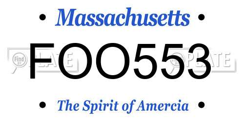 FOO553 Massachusetts License Plate