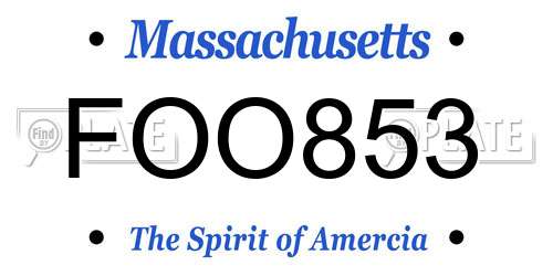 FOO853 Massachusetts License Plate