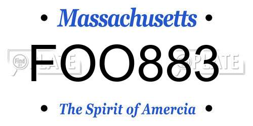 FOO883 Massachusetts License Plate
