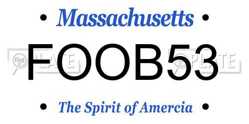 FOOB53 Massachusetts License Plate