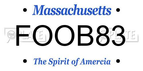 FOOB83 Massachusetts License Plate