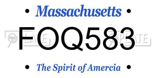 FOQ583 Massachusetts License Plate