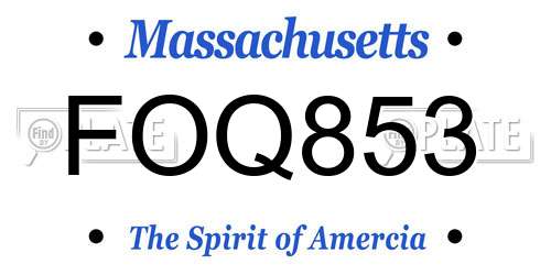 FOQ853 Massachusetts License Plate