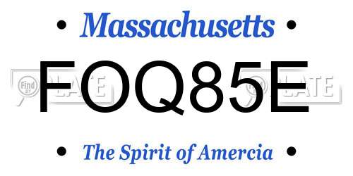 FOQ85E Massachusetts License Plate