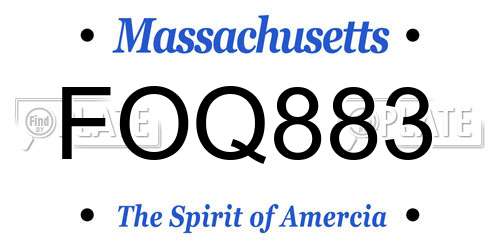 FOQ883 Massachusetts License Plate