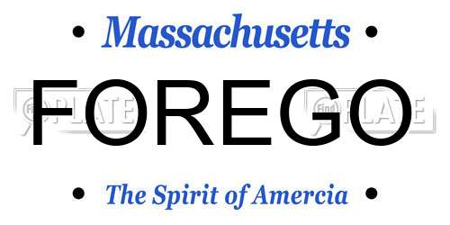 FOREGO Massachusetts License Plate