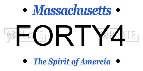 FORTY4 Massachusetts License Plate