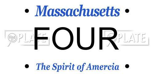 FOUR Massachusetts License Plate