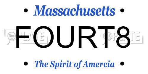 FOURT8 Massachusetts License Plate