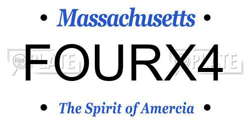 FOURX4 Massachusetts License Plate