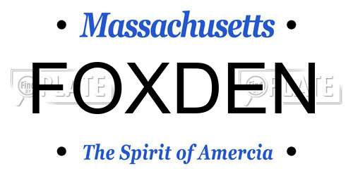 FOXDEN Massachusetts License Plate