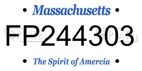 FP244303 Massachusetts License Plate