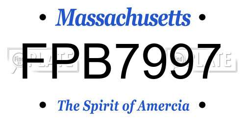 FPB7997 Massachusetts License Plate