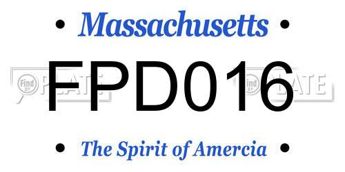 FPD016 Massachusetts License Plate