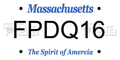 FPDQ16 Massachusetts License Plate