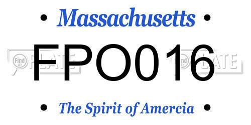 FPO016 Massachusetts License Plate