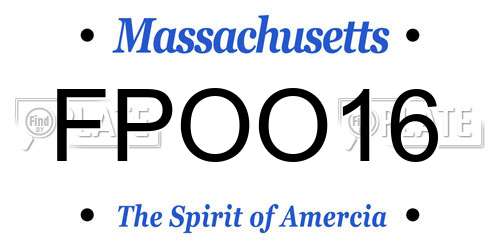 FPOO16 Massachusetts License Plate