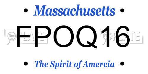 FPOQ16 Massachusetts License Plate
