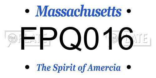 FPQ016 Massachusetts License Plate