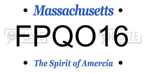 FPQO16 Massachusetts License Plate
