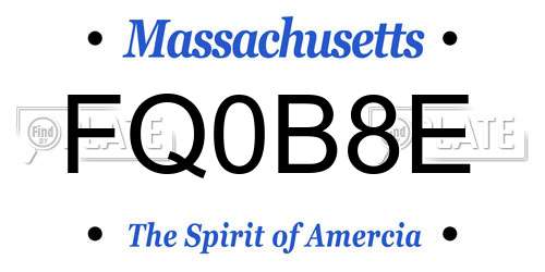 FQ0B8E Massachusetts License Plate