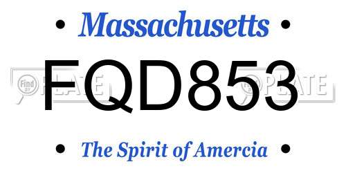 FQD853 Massachusetts License Plate