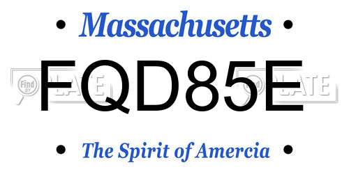 FQD85E Massachusetts License Plate