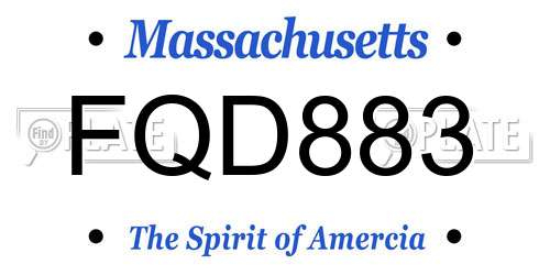 FQD883 Massachusetts License Plate