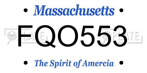 FQO553 Massachusetts License Plate