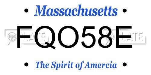 FQO58E Massachusetts License Plate