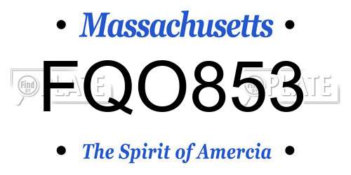 FQO853 Massachusetts License Plate