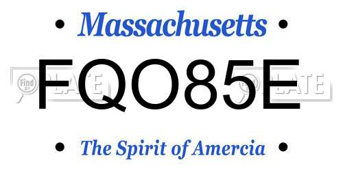 FQO85E Massachusetts License Plate
