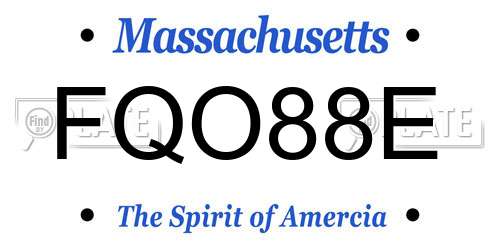 FQO88E Massachusetts License Plate