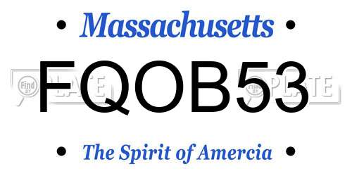 FQOB53 Massachusetts License Plate