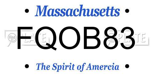 FQOB83 Massachusetts License Plate