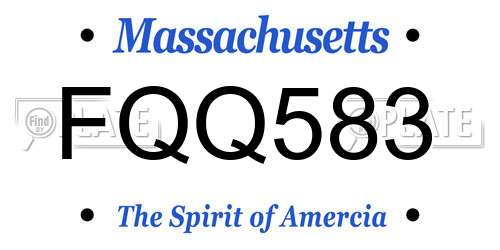 FQQ583 Massachusetts License Plate