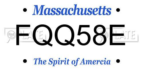 FQQ58E Massachusetts License Plate