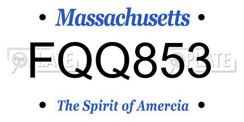 FQQ853 Massachusetts License Plate