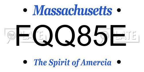 FQQ85E Massachusetts License Plate
