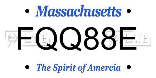 FQQ88E Massachusetts License Plate
