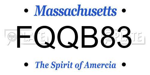 FQQB83 Massachusetts License Plate