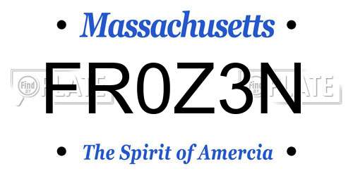 FR0Z3N Massachusetts License Plate