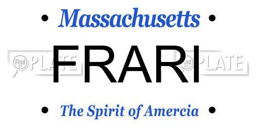 FRARI Massachusetts License Plate